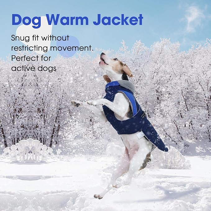 Nanaki Large Dog Coat Rainproof-Warm Giant Breed Dog Jacket With Leash Hole, Fleece Lining Reflective Great Dane Winter Coat Doberman Jacket For Cold Weather Outdoor Walking Hunting, Camping, Blue 3XL