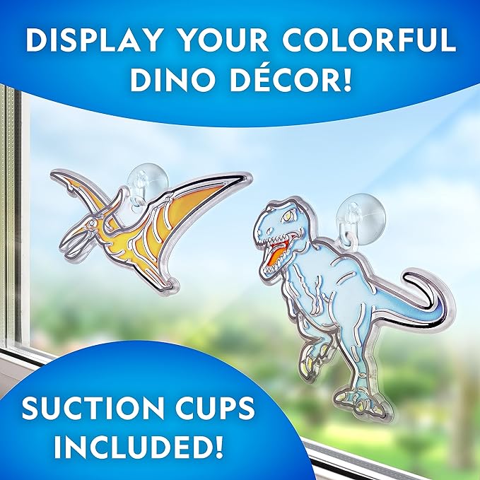 National Geographic Dinosaur Stained Glass Suncatcher Craft Kit for Kids | Glow-in-the-Dark Dinosaur Toy, Window Art, Paint Supplies, Kid Crafts Ages 4-8, Creative Activity, Birthday Gift