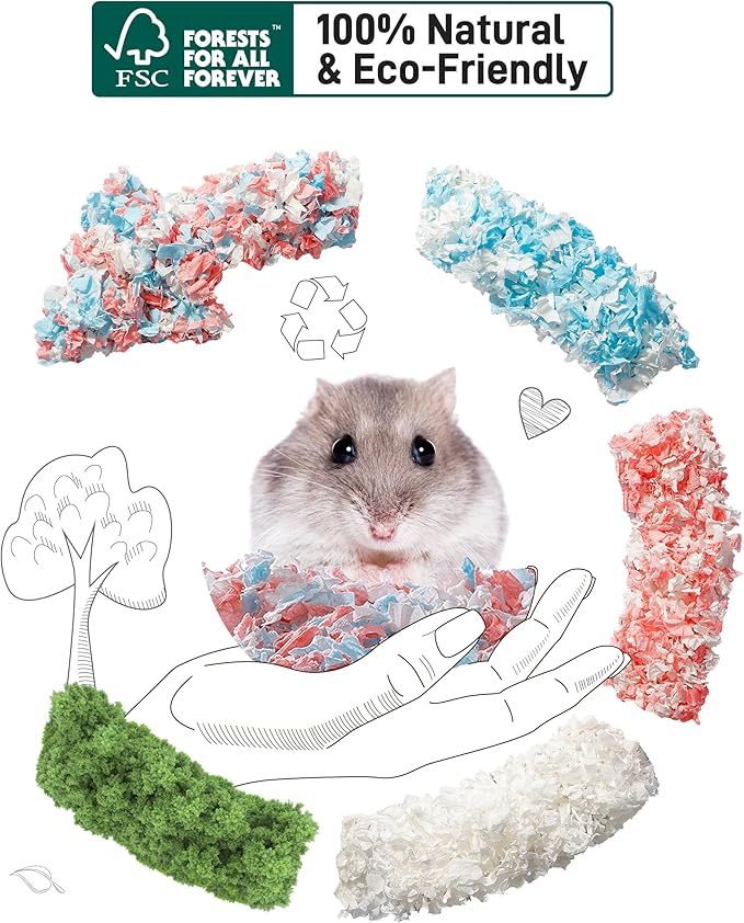BUCATSTATE Hamster Bedding 70L, 99% Dust-Free Guinea Pig Bedding Odor Control Paper Bedding, Cozy Small Animal Bedding for Rabbit Rat Syrian Dwarf Hamsters Gerbils (Blue)