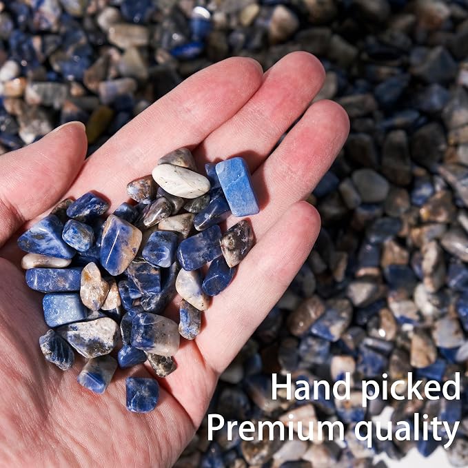 Sodalite Crystal Chips Bulk 2lbs, 1200+ Pieces, 8-15mm Natural Gemstones