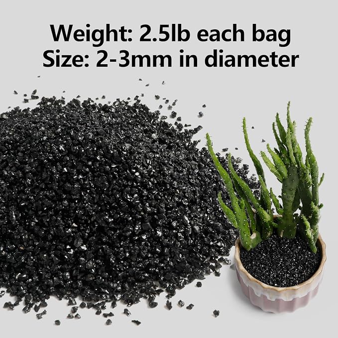 Boniosz 2.4lb Succulents and Cactus Black Sand, Décor & Additive Tiny Stones,DIY Rocks Gravel for Bonsai, Fairy Gardening, Terrarium, Vases Fillers