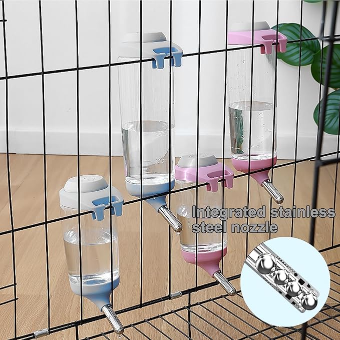 Dog Crate Water Bottle - 12 oz No Drip Kennel Pet Water Dispenser, Easy-to-Use Cage Water Bottle for Dogs, Cats, Small Animals, 350ML, Grey