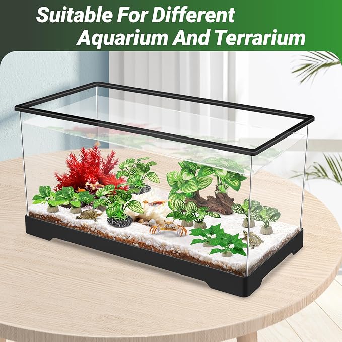 GOZILLA Silk Fish Tank Plants,Reptile Artificial Plant,Reptile Plants for Terrarium,Aquarium Decorations Accessories Set,Resin Driftwood Artificial Silk Aquarium Plant for Fish Tank.(11PCS/B-Set)