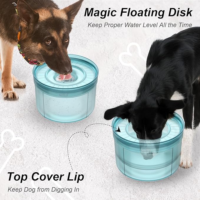 1Gallon Dog Water Bowl, 128oz No Spill Water Bowl for Dogs, Tritan BPA-Free Spill Proof Water Bowl with Non-Slip Mat, No Splash Slow Drinking Dog Water Bowl for Messy Drinker [Anti-Digging Lip]