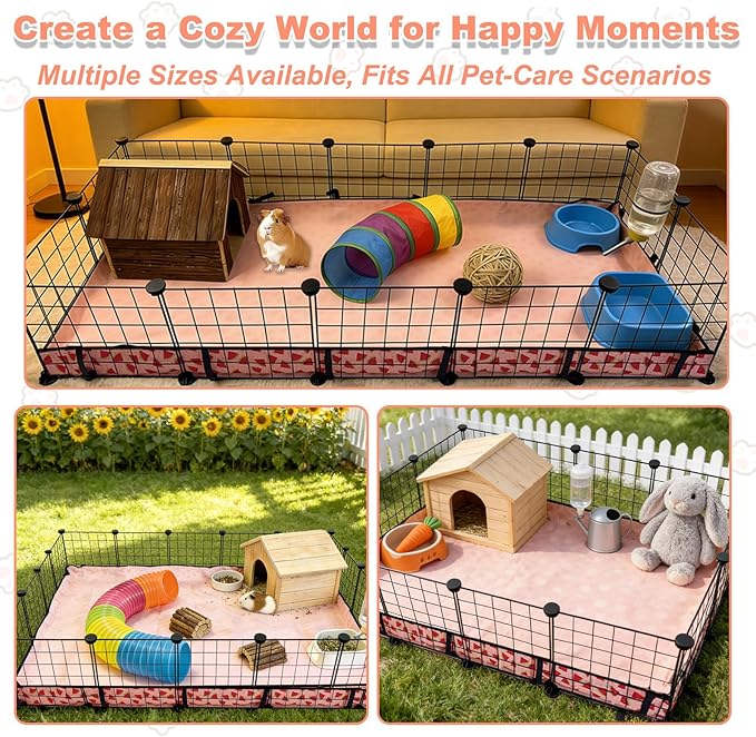 Waterproof Guinea Pig Cage Liners, Washable & Reusable Small Animal Cage Mat, for Rabbit, Hamster, Chinchilla, Hedgehog (Watermelon),C&C 28x70 inches