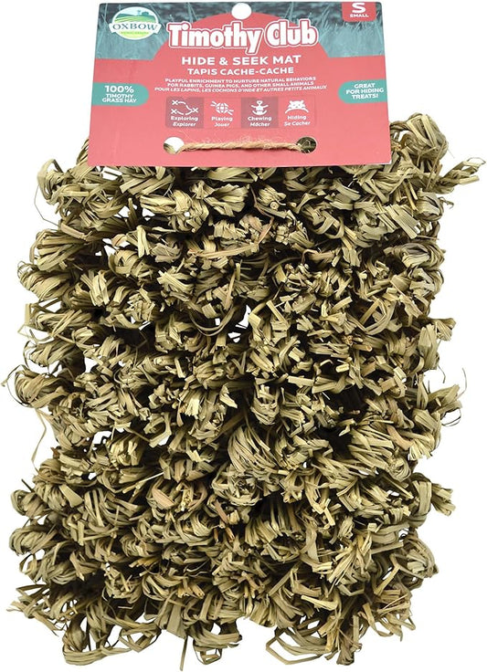 Oxbow Timothy Hay Hide & Seek Mat, Small – Rabbit & Guinea Pig Toys for Chewing & Relaxation, Enrichment for Bunny, Hamster, Chinchilla, Rat, Timothy Hay Small Animal Cage Accessories