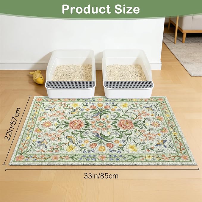 Unicorn Catcher Cat Litter Mat Non-Slip Bottom Litter Box Mat Urine-Proof Soft Litter Mat for Cats Waterproof Pads Protects Floors Cat Mat for Litter Box