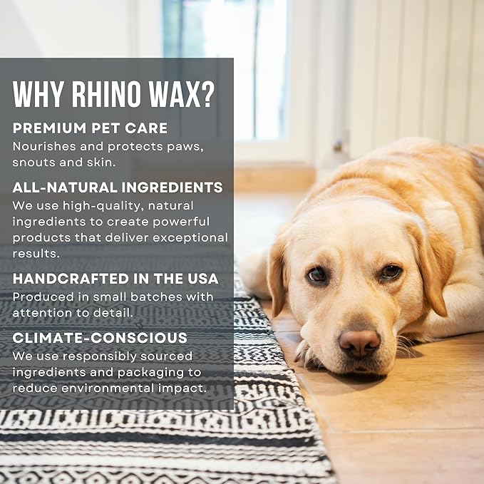 Rhino Wax - Dog Paw Protector for Hot Pavement - Use Street Wax Before Taking Dogs on Asphalt - Balm Protects from Warm Surfaces Rocks Road Debris - Great for Dogs who Hate Dog Shoes for Hot Pavement