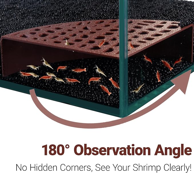 Shrimp Tank Accessories – 2Pcs Fish Tank Decoration, 180° Viewing & Stable Hides for Shrimp Refuge & Spawning