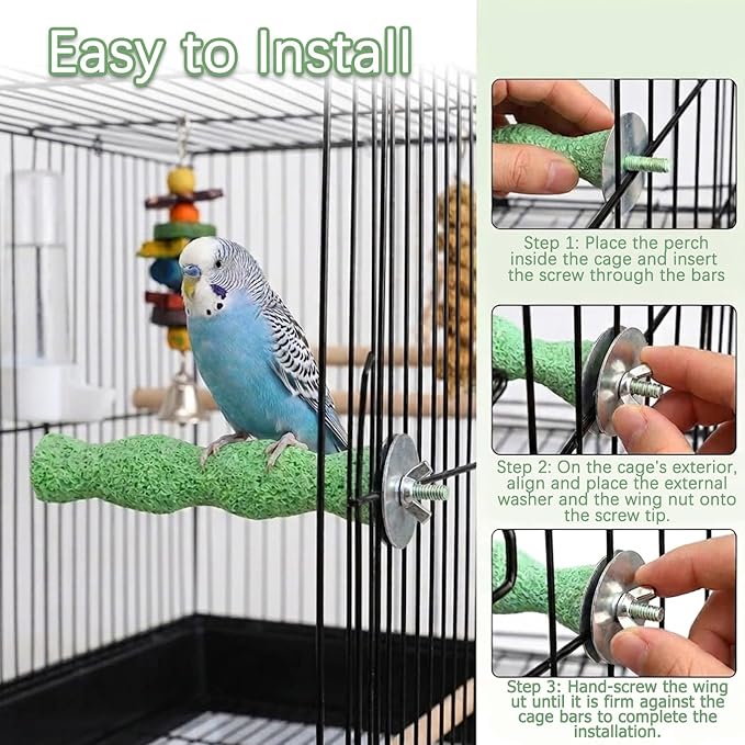 2 Pcs Bird Beak Grinding Stone, Anti-Slip Beak Grinder Stone Perches Resin Claws Trimmer Chewing Toys Cage Accessoriesfor Budgies, Parakeets, Conures, Cockatiels
