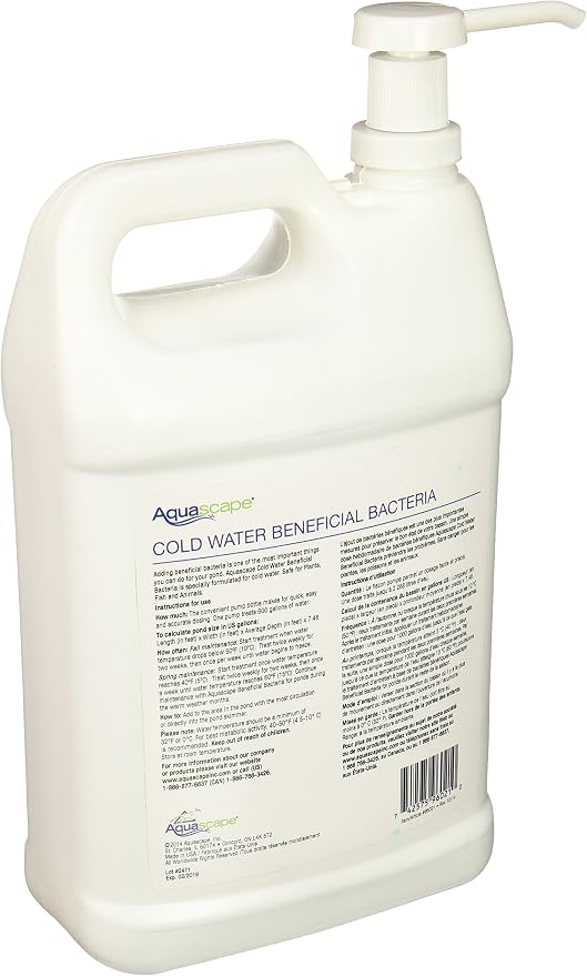 Aquascape Cold Water Beneficial Bacteria for Ponds, 1 Gal / 3.78 L – Maintains Clean and Clear Water in Cooler Temperatures – Safe for Koi, Fish, and Plants, 96021