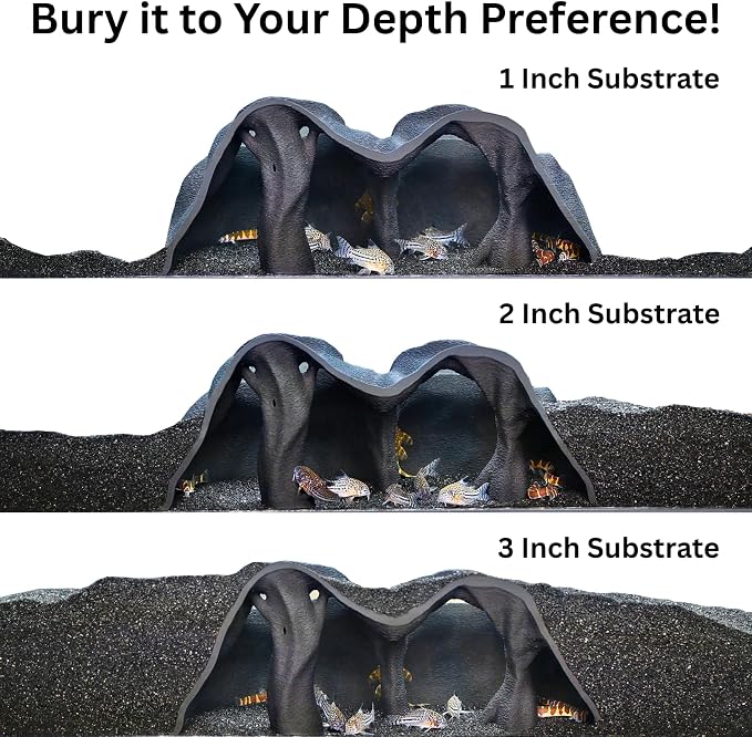 Aquarium Underground Cave Natural Mangrove Tree | Viewing Fish Under Gravel Tunnel Hide | Fish Tank Hideout Decor Decoration Enrichment for Corydora Catfish, Kuhli Loach, Clown Loach, Pleco, Betta