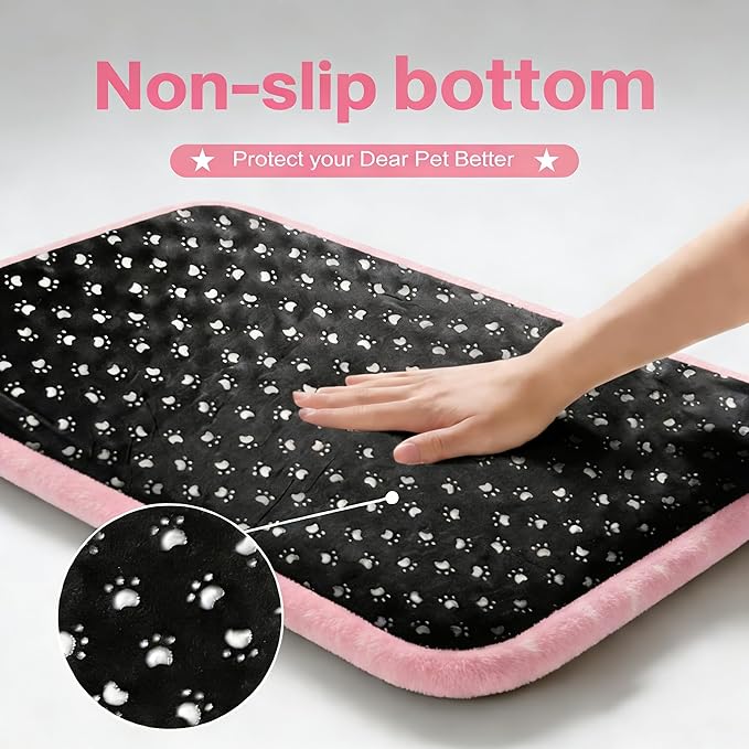Dog Bed Mat, Reversible Crate Pad & Durable Dog Bed - Machine Washable Kennel Mat with Ultra Soft for Large Dogs (Big&Small Stars Pink, 35" L*23" W*1.5" Th)