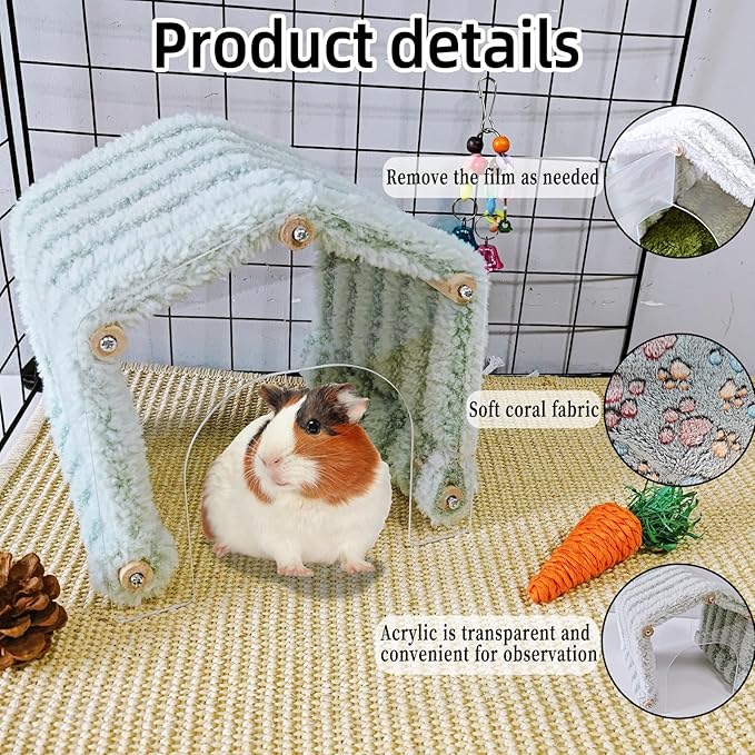 Guinea Pig Hideout Tunnel Rabbit Hide House Detachable Hideaway for Hamster Bunny Chinchilla Hedgehog Small Animal (Blue)