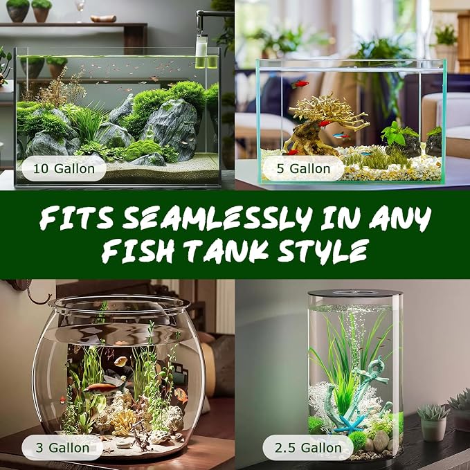 Silk Aquarium Plants Decor, 4PCS Realistic Fish Tank Plants Set with 1 Large 1 Medium 2 Small Artificial Underwater Weeds, Soft Betta Fish Tank Decorations for Aquascaping & Reptile Habitat