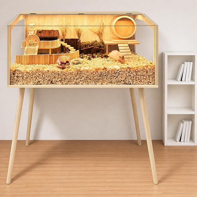 PROLEE Hamster Cage with Legs, Guinea Pig Cages Chew Proof, Hamster House, Hamster Cages and Habitats, Small Animal Cage, 48" L x 20" W x 47.5" H
