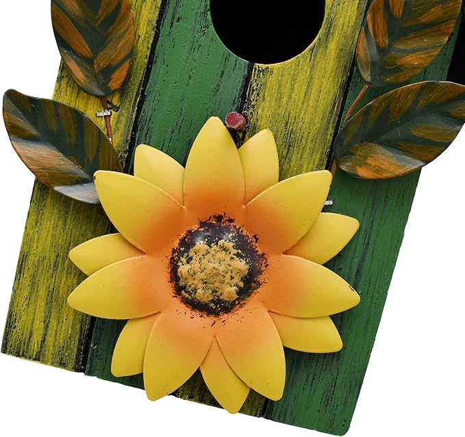 Linfevisi Wooden Bird House Bluebird Nest Box Birds Boxes Home Wood Birdhouses Hanging Outdoor Decorative for Wren Finch Chickadee Sparrows Cardinals Garden Tree 9.37 Inch Tall(Green)