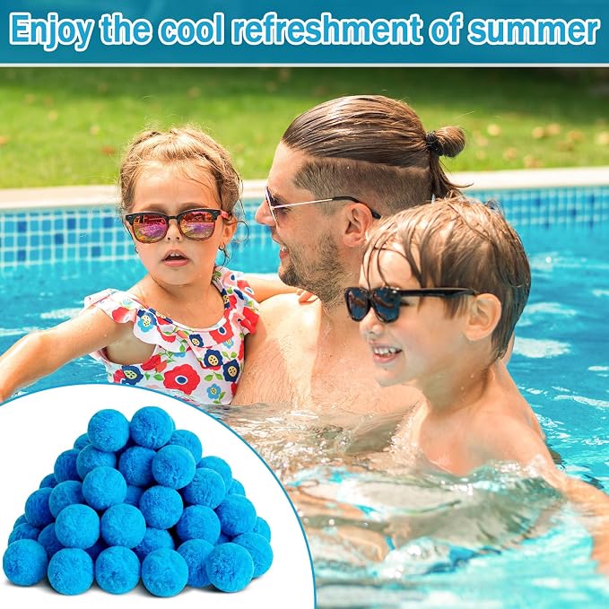 1.6 lbs Pool Filter Balls for Sand Filter Pump, Reusable Eco-Friendly | New Upgrade Efficient Swimming Pool Filter Sand Alternative(Equals 50 lbs Pool Filter Sand), Fiber Filter Media Blue Balls