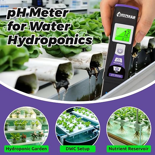 Water pH Meter Digital pH Tester with pH Test Strips Color Display | Measure pH Value of Swimming Pool Aquarium Hydroponics Drinking Water Spa Hot Tub Kombucha Home Brew