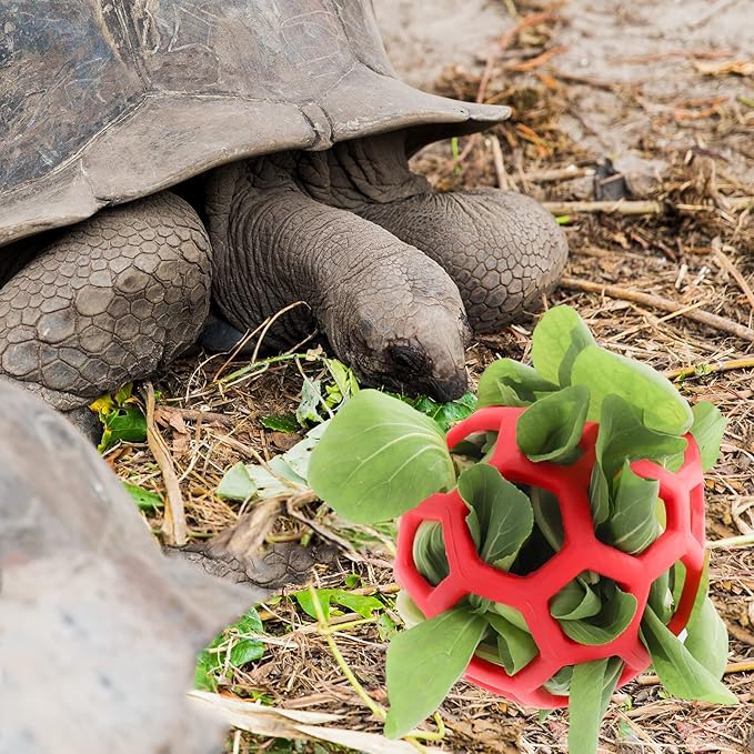 Tirifer Tortoise Treat Ball Toy Hay Feeder Ball Hanging Feeding Grass Ball Fruit Vegetable Feeder Holder Foraging Toy for Small Animals Pet Tortoise Turtle