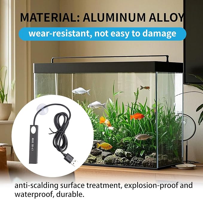 5W Mini Aquarium Heater USB Charging for Small Fish Tank Heater Easy Install