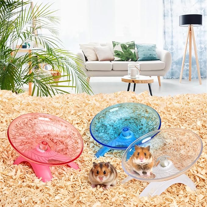 Foraineam 3 Pieces Silent Hamster Wheel, Hamster Flying Saucer, Quiet Spinner Running Exercise Wheels for Dwarf Hamsters, Gerbils, Mice, Hedgehogs, Guinea Pigs and Other Small Pets