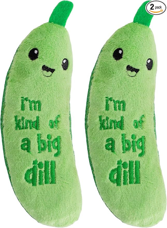 Catstages Crunchy Pickle Kicker Cat Toy – Plush Crinkle Toy with Catnip and Dental Mesh, 6.5" (Pack of 2)