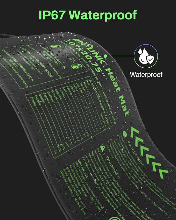 BN-LINK 10" x 20.75" Seedling Heat Mat with Thermostat Controller Combo Set | Plant Heating Pad for Seed Starting with Temperature Control, Warming Mat for Indoor Growing, Plants Germination, ETL Listed