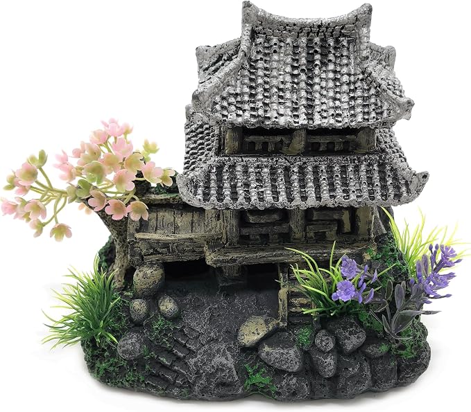 M2cbridge Aquarium Decor Antique Roman Column Ruin European Castle Underwater Landscape(Pavilion)
