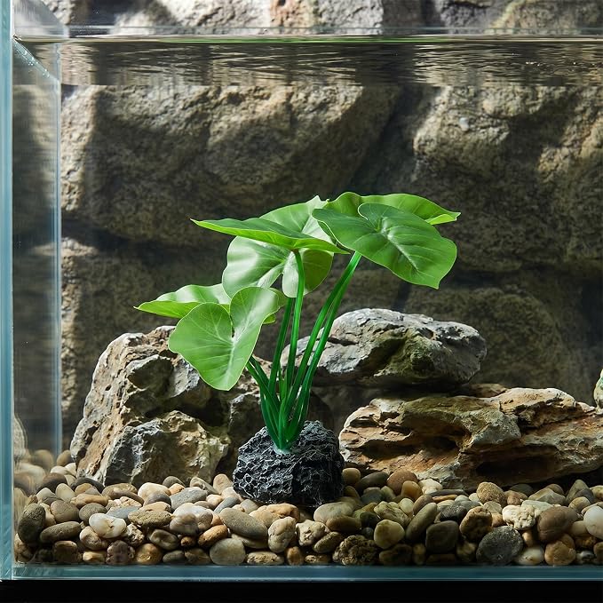 Betta Plants,Lotus Leaf Betta Fish Plants Fish Hides | Green Plants for Betta Fish Tank Decorations for Goldfish,Reptile (6 Inch)