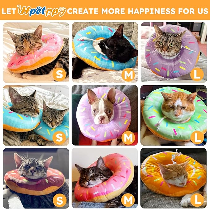Hpetppy Cat Cone Collar Soft, Cat Recovery Collar for Wound Healing Cute Donut Adjustable Kittens Cones to Stop Licking Comfortable Lightweight Neck Elizabethan Collars for Cats Kittens After Surgery