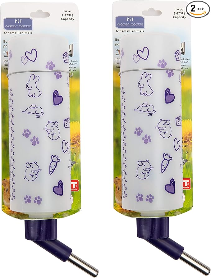Lixit Weather Resistant Water Bottles for Rabbits, Ferrets, Guinea Pigs, Rats, Mice and Other Small Animals. (16 Ounce Pack of 2)