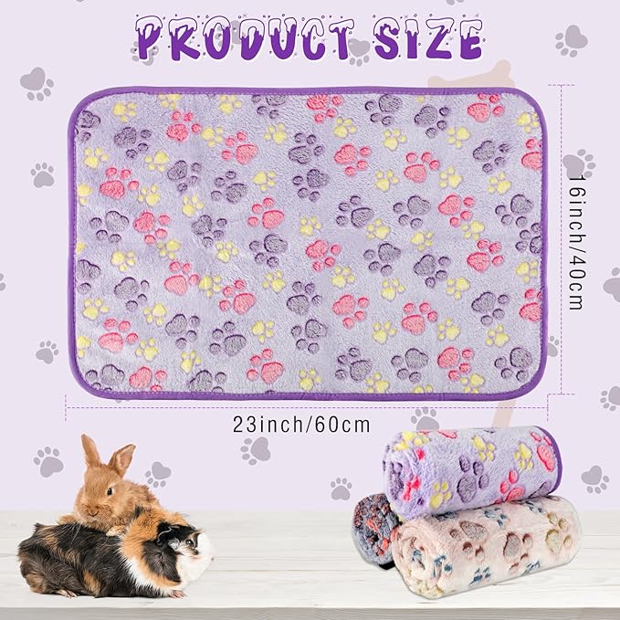 YUEPET Waterproof Guinea Pig Blankets Washable 3 Pack Small Animal Fleece Cage Liners Pet Soft Sleep Mat Pad Cover Warm Flannel Throw for Hamster Guinea Pig Rabbit Chinchilla Hedgehog Ferret 23"×16"