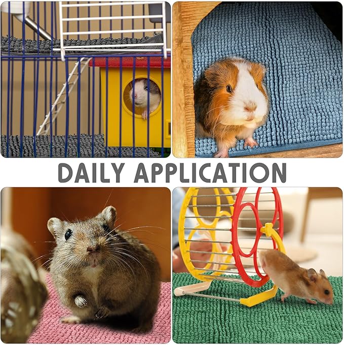Amylove 4 Pcs Guinea Pig Cage Liner Washable Fleece Pee Pads Pet Dog Cat Bedding Training Mat for Small Animal Guinea Pig Puppy Bunny Hamster(16 x 24 Inch,Rectangular,Mixed Color)