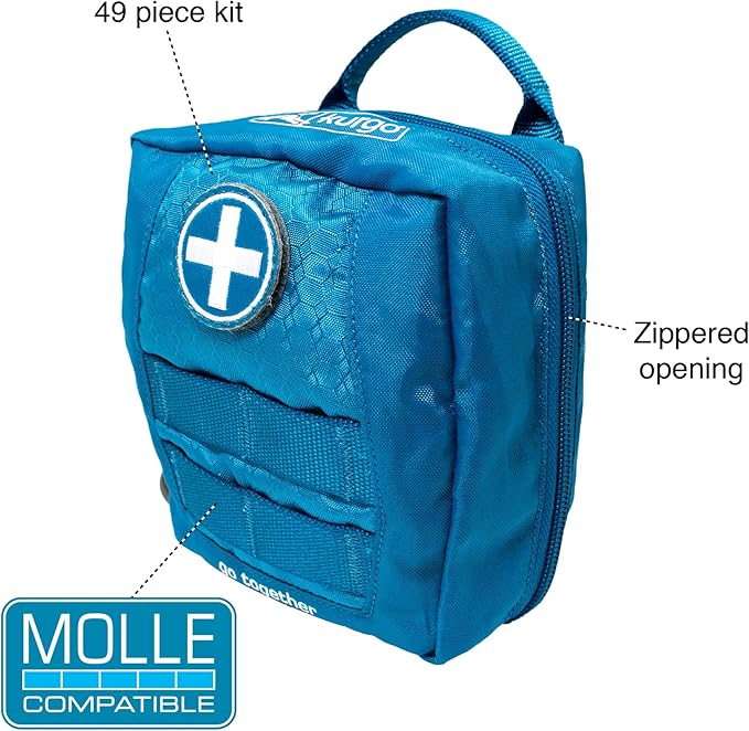 Kurgo RSG Dog First Aid Kit - Compact Dog First Aid Supplies - MOLLE Compatible Aid Pack - Emergency Pet Survival Gear - Adventure & Hiking Dog Med Kit - Quick Access Pouch