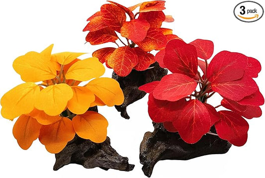 M2cbridge Artificial Fish Tank Plants Silk Aquarium Plastic Plant Aquatic Water Grass Foreground Decor(3PCS Small Colorful)