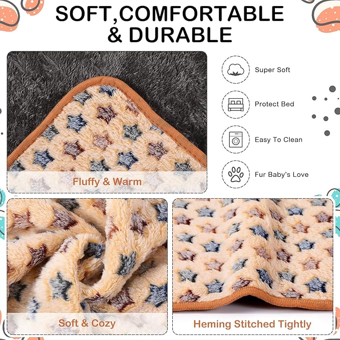 Tudomro 8 Pcs Guinea Pig Blankets Washable Small Pet Fleece Bedding Cage Liners Double Sided Pet Reusable Sleep Mat Pad Cover for Ferret Chinchilla Furniture Protection(Star,12 x 12 Inch)