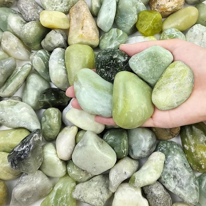 FANTIAN 5 lbs Green River Rocks for Plants, 2-3 Inch Jade Pebbles for Indoor Plants, Decorative Stones Rocks for Succulent, Landscaping, Vases, Crafting and Garden