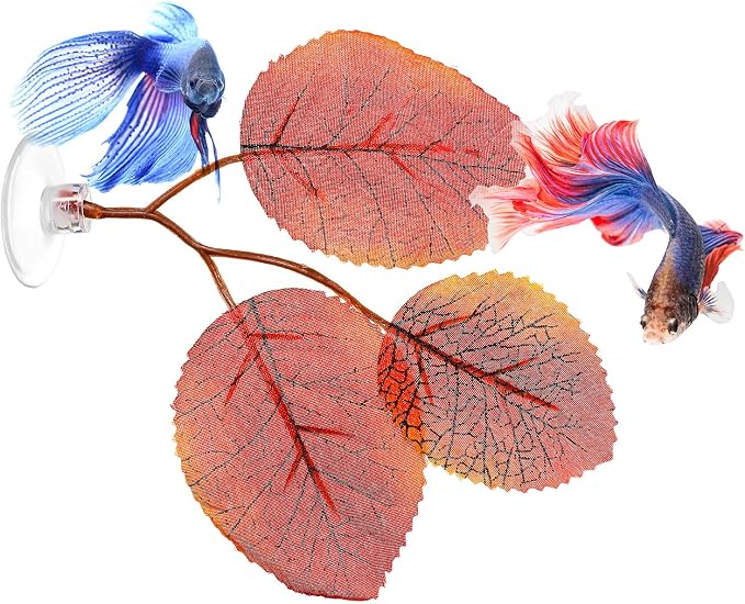 Patelai 9 Pcs Betta Hammock Bed Leaf Silk Plants Aquarium Pad 9 Style Aquarium Fish Tank Plant Leaves Decorations with Suction Cup for Resting Simulating Habitat, Betta Playing 、Spawn Breed