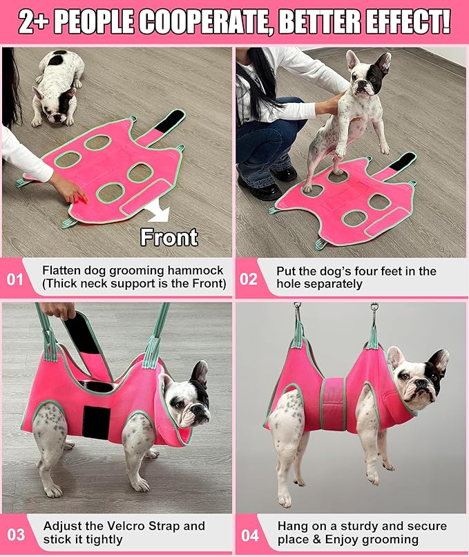 Kkiimatt Dog Grooming Hammock, Medium Hanging Harness Holder Hanger for Nail Clipping,Nail Trimming Hammock,Dog Sling Restraint with Thick Fabric Neck Support for Claw Care