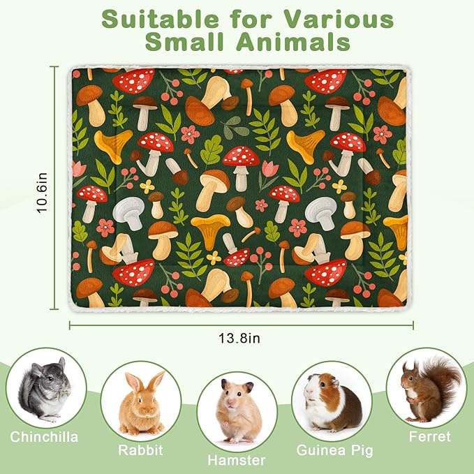Glittme Bunny Bed Rabbit Bed for Indoor Cage Soft Guinea Pig Bed Fleece Mat Pad Warm Small Animal Bedding Accessories for Hamster Ferret Washable Non-Slip Rabbit Hide House Liner