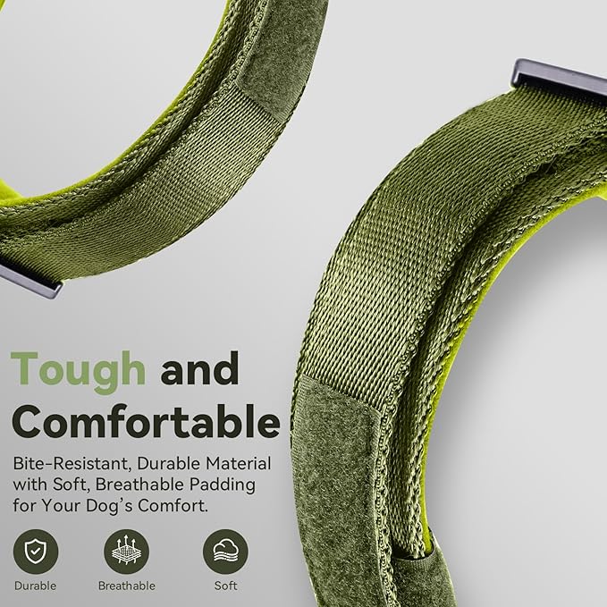 2026 Upgrade Waterproof AirTag Dog Collar, Military Tactical Dog Collar with AirTag Holder, Comfortable Control Handle and Metal Buckle, GPS Dog Collar Holder for Medium to Large Dogs (ArmyGreen, M)