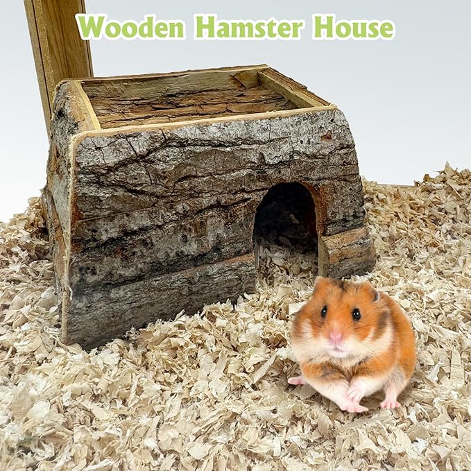 kathson Bark Wood Dwarf Hamster House Mouse Natural Chewable Hideout Hut Mice Resting Room Hamster Cage Accessories for Dwarf Hamster Mice Young Syrian Hamsters and Other Small Animals