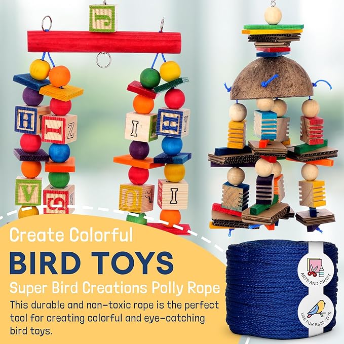 Super Bird Creations SB50030 Braided Polly Rope - Ideal for Making Bird Toys & Crafting - Hollow and Polly Rope, Polyethylene Rope - 1/8" Diameter & 500 Meters Long - Ideal for Parrots -Vibrant Purple