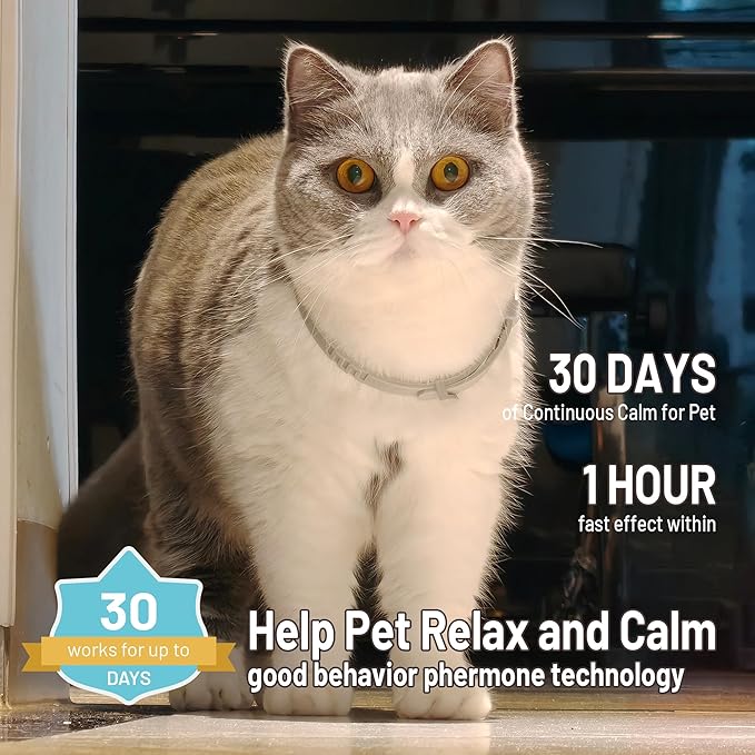 4 Pack Calming Collar for Cats, Anxiety Relief, Stress Pheromone, Collar Pheromone Support, Adjustable & Waterproof, Comfort Cat Calm Collars, Calming Collars Natural Ingredients Pheromones