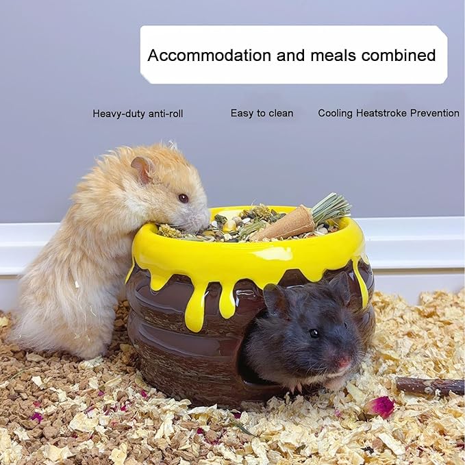 Hamster Hideout, Ceramics Hamster CageHabitat,Hamsters Houses and Hideouts for Syrian Dwarf Hamsters Guinea Gerbils Lemmings or Other Similar-Sized Small Pet Small Animal Bed (Cake Type)