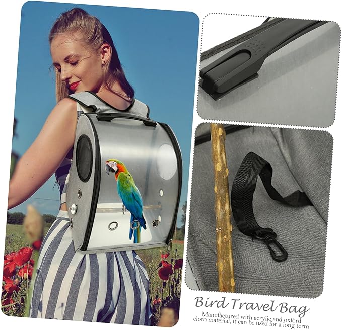 Totority Bird Carrier Backpack for Travel Comfortable Parrot Carrying Bag with Smooth Zipper Transparent Breathable Design for Birds for Outdoor Use Includes Perch for Comfort
