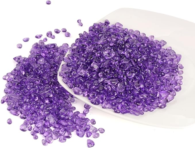 WAYBER 1 Pound Tumbled Sea Glass Pebbles Decorative Glass Stones, Purple | Vivid Long-Lasting Hues, Lustrous Polished Finish, Non-Toxic Material, Ideal for DIY Crafts & Home Decorations