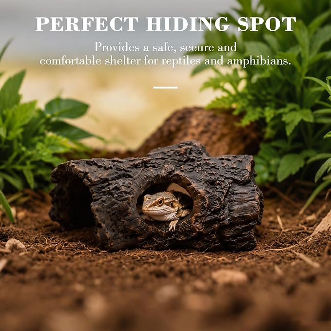 Small Resin Aquarium Hideout Log Decoration Cave, Tree Trunk Fish Tank Decor Ornament