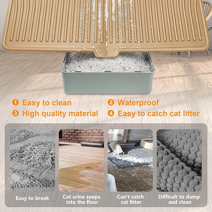 UPSKY Cat Litter Mat, Large Litter Box Mat Keep Floor Clean, 31" x 24" Kitty Litter Trapping Mat Soft on Kitty Paws, Waterproof and Washable Cat Mats for Litter Scatter Control